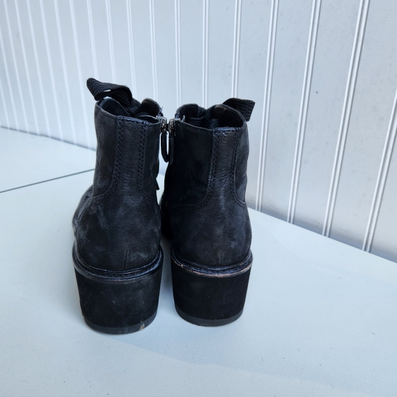 Eileen Fisher Size 7.5 M Suede Wedge Ankle Boots Lace Up black - Picture 6 of 10